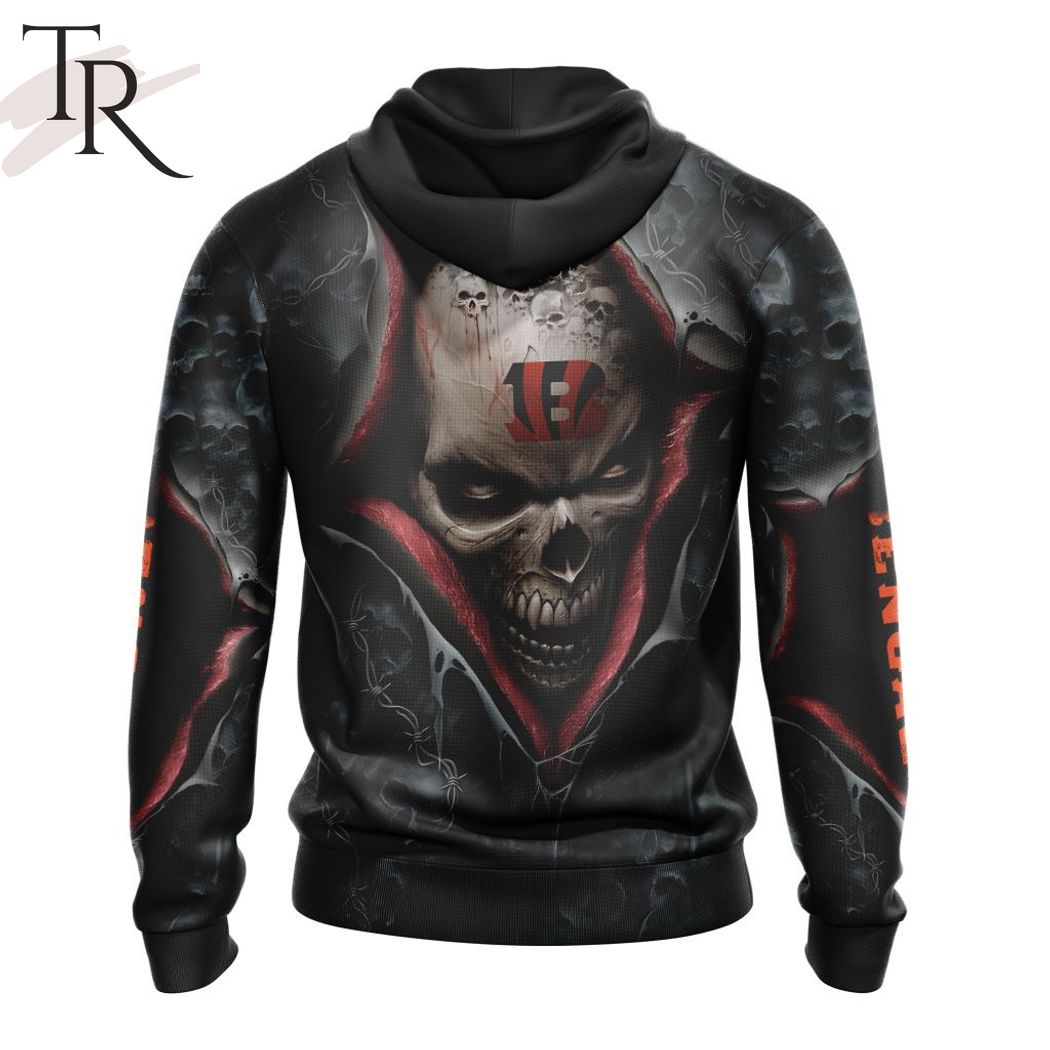 New 2025 NEW] NFL Cincinnati Bengals Special Horror Skull Art Design Custom Hoodie - Image 3